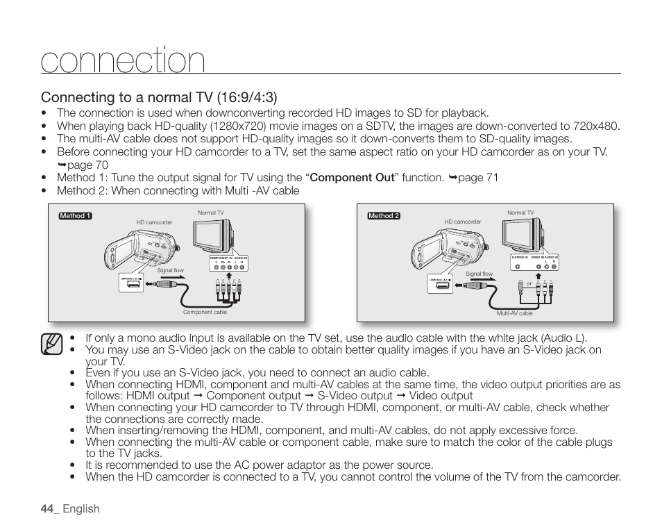 Connection, 44 _ english | Samsung SC-HMX10C-XAA User Manual | Page 56 / 124