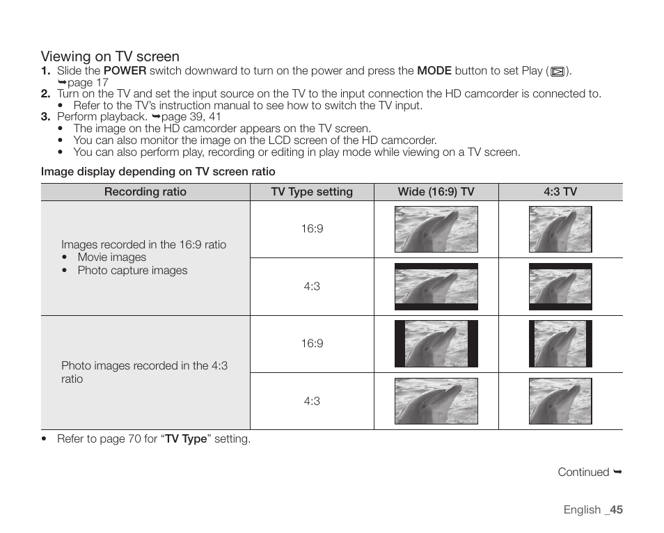 Viewing on tv screen | Samsung SC-HMX10C-XAA User Manual | Page 57 / 124