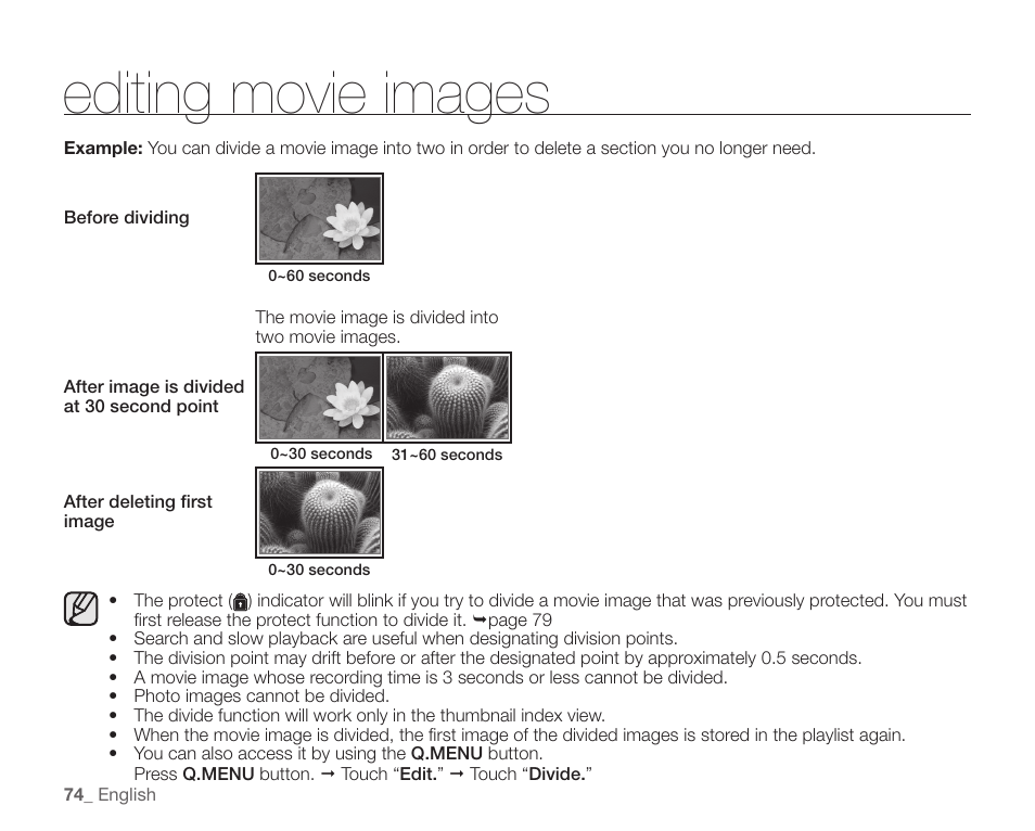 Editing movie images | Samsung SC-HMX10C-XAA User Manual | Page 86 / 124