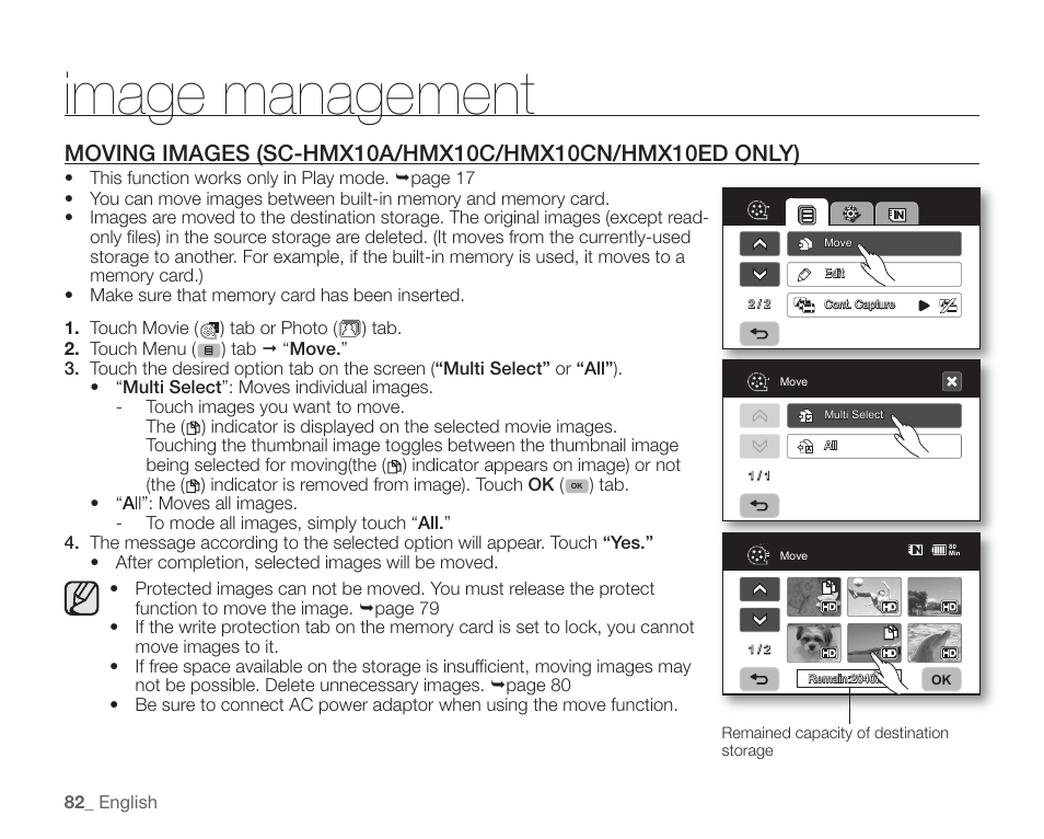 Image management | Samsung SC-HMX10C-XAA User Manual | Page 94 / 124