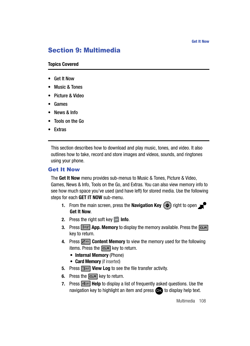 Section 9: multimedia, Get it now | Samsung SCH-U900ZKAVZW User Manual | Page 111 / 181