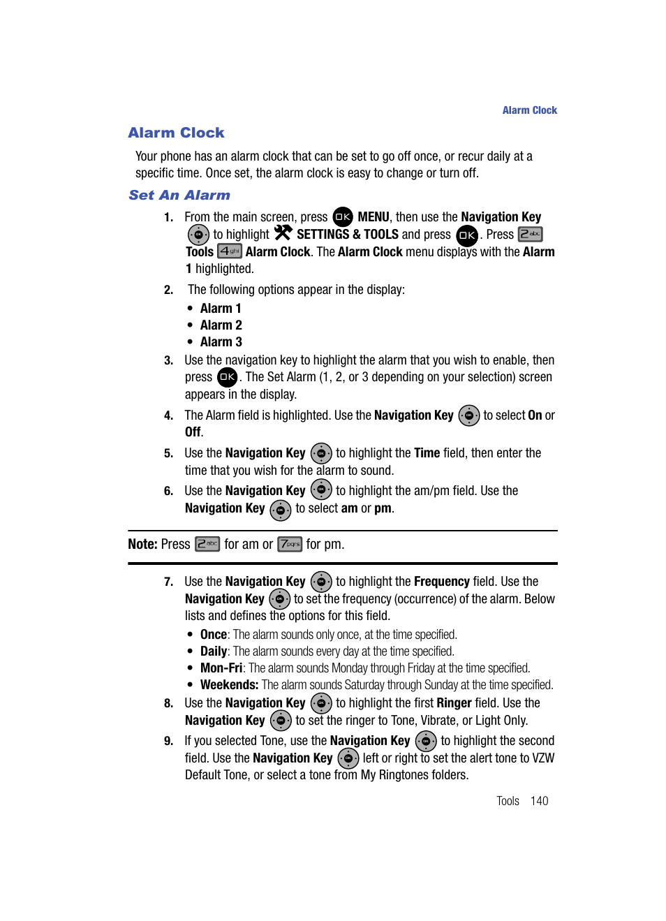 Alarm clock | Samsung SCH-U900ZKAVZW User Manual | Page 143 / 181