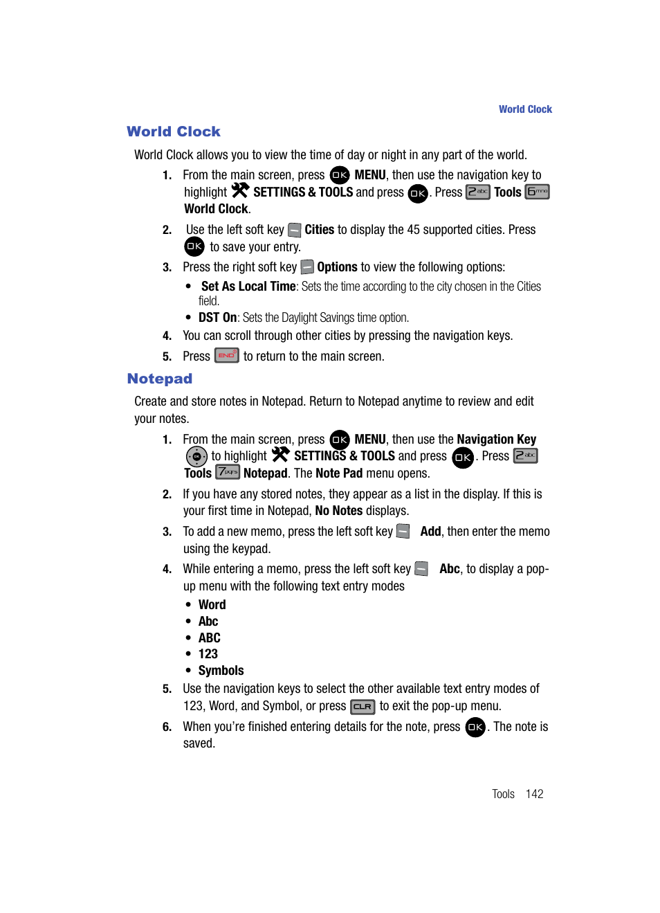 World clock, Notepad | Samsung SCH-U900ZKAVZW User Manual | Page 145 / 181