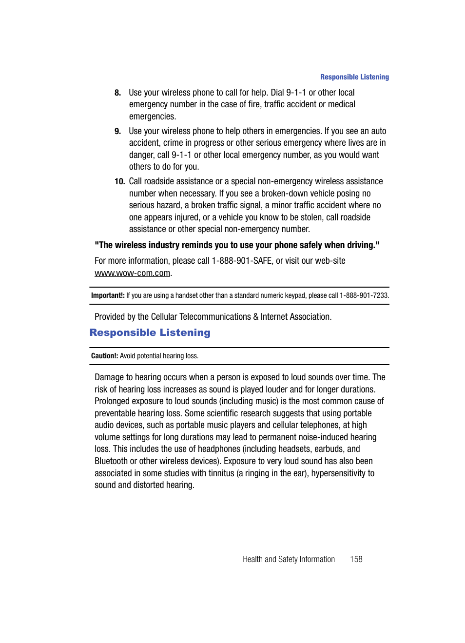 Responsible listening | Samsung SCH-U900ZKAVZW User Manual | Page 161 / 181