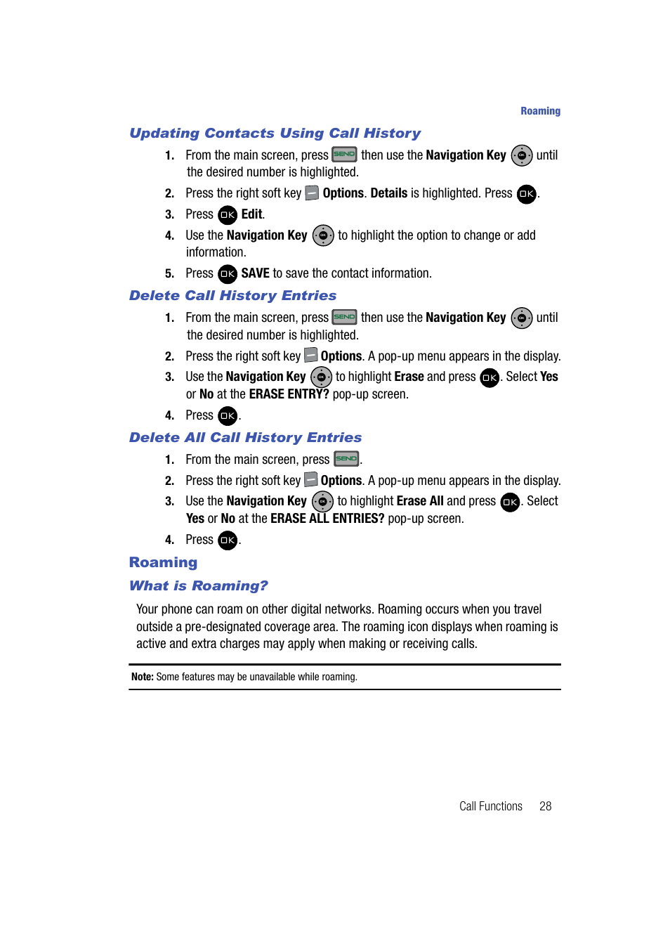 Roaming | Samsung SCH-U900ZKAVZW User Manual | Page 31 / 181