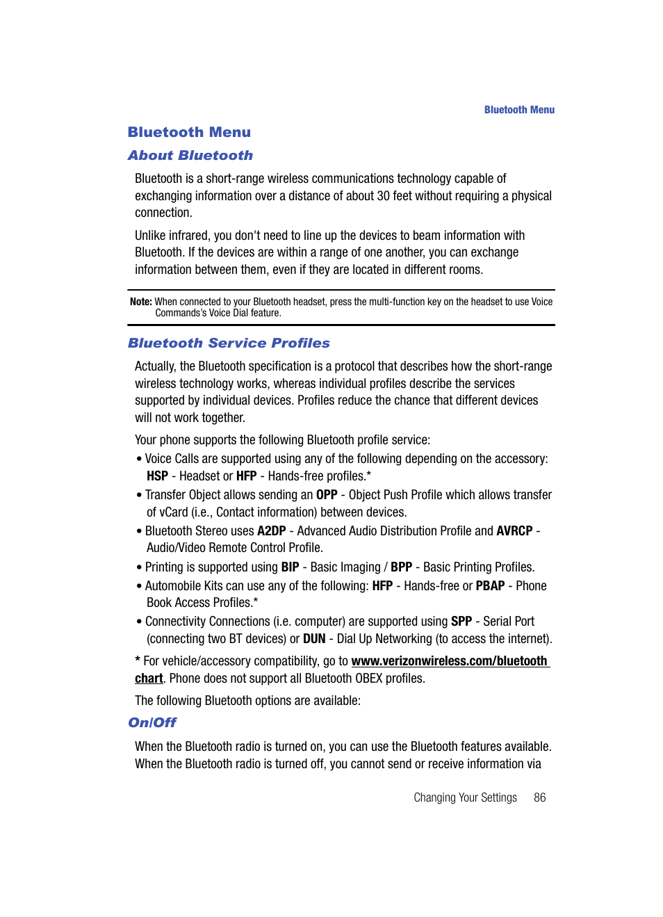 Bluetooth menu, See "bluetooth | Samsung SCH-U900ZKAVZW User Manual | Page 89 / 181