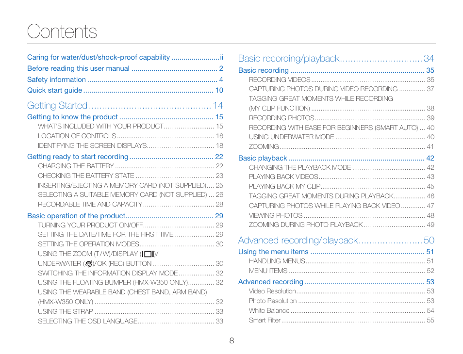 Samsung HMX-W300RN-XAA User Manual | Page 16 / 112