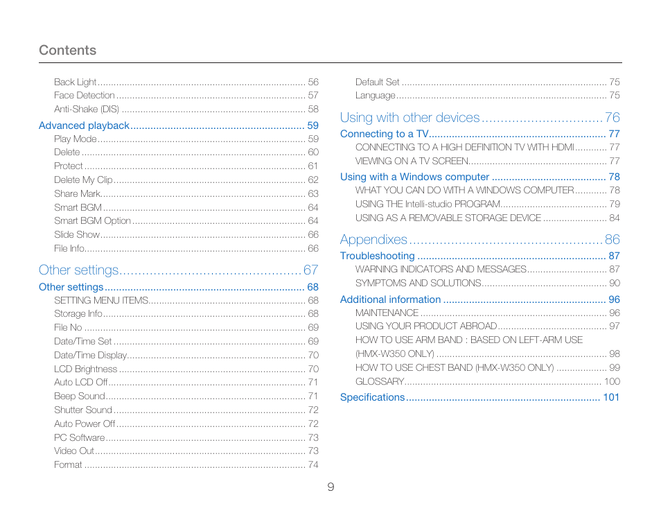 Samsung HMX-W300RN-XAA User Manual | Page 17 / 112