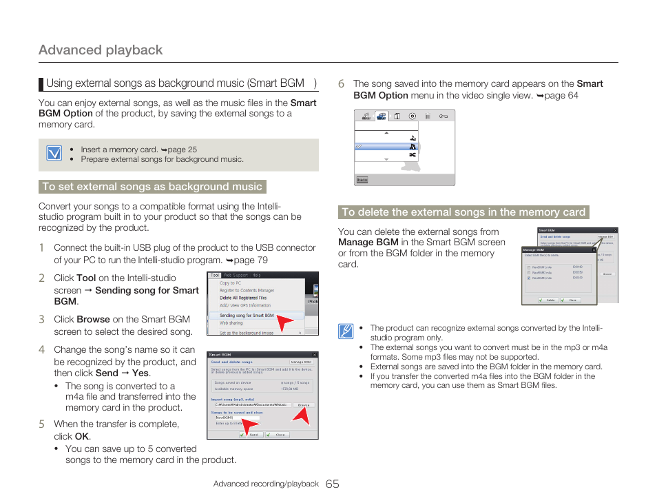 Advanced playback | Samsung HMX-W300RN-XAA User Manual | Page 73 / 112