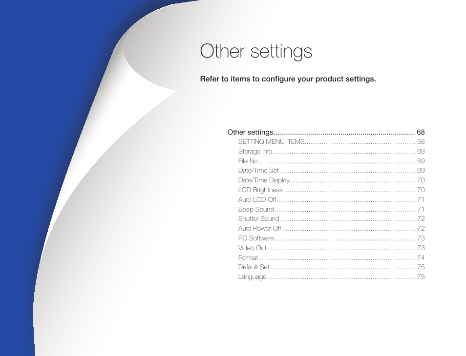 Other settings | Samsung HMX-W300RN-XAA User Manual | Page 75 / 112