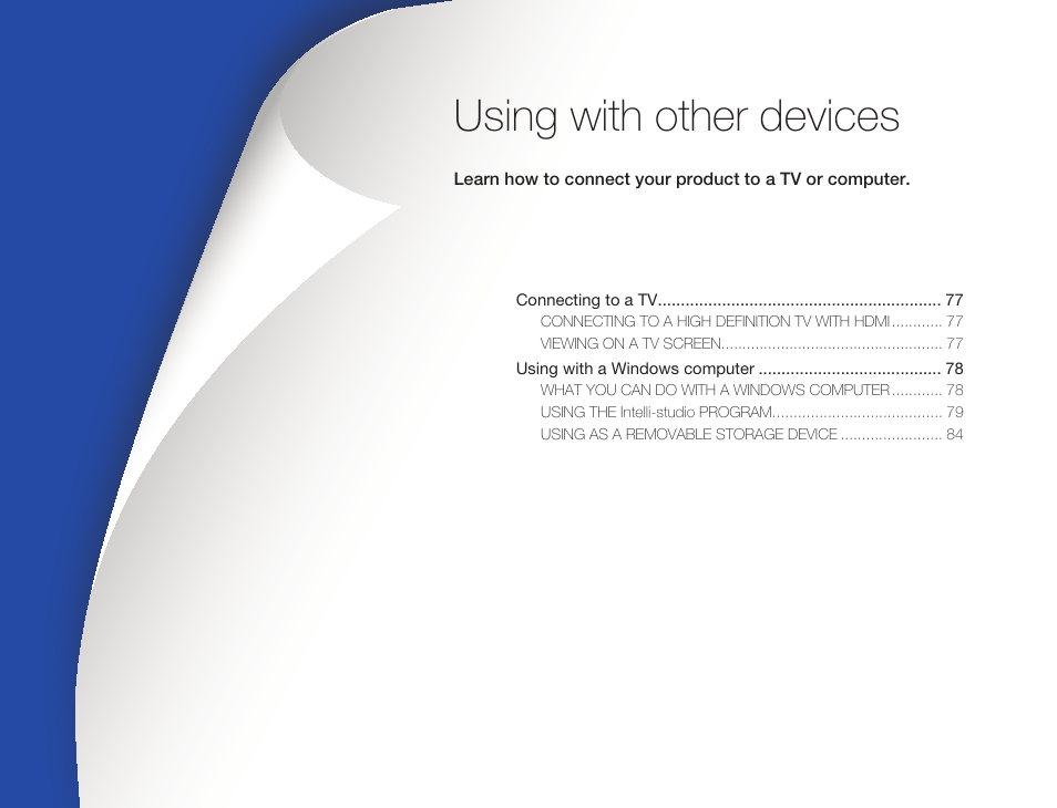 Using with other devices | Samsung HMX-W300RN-XAA User Manual | Page 84 / 112