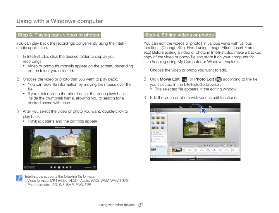 Using with a windows computer | Samsung HMX-W300RN-XAA User Manual | Page 89 / 112
