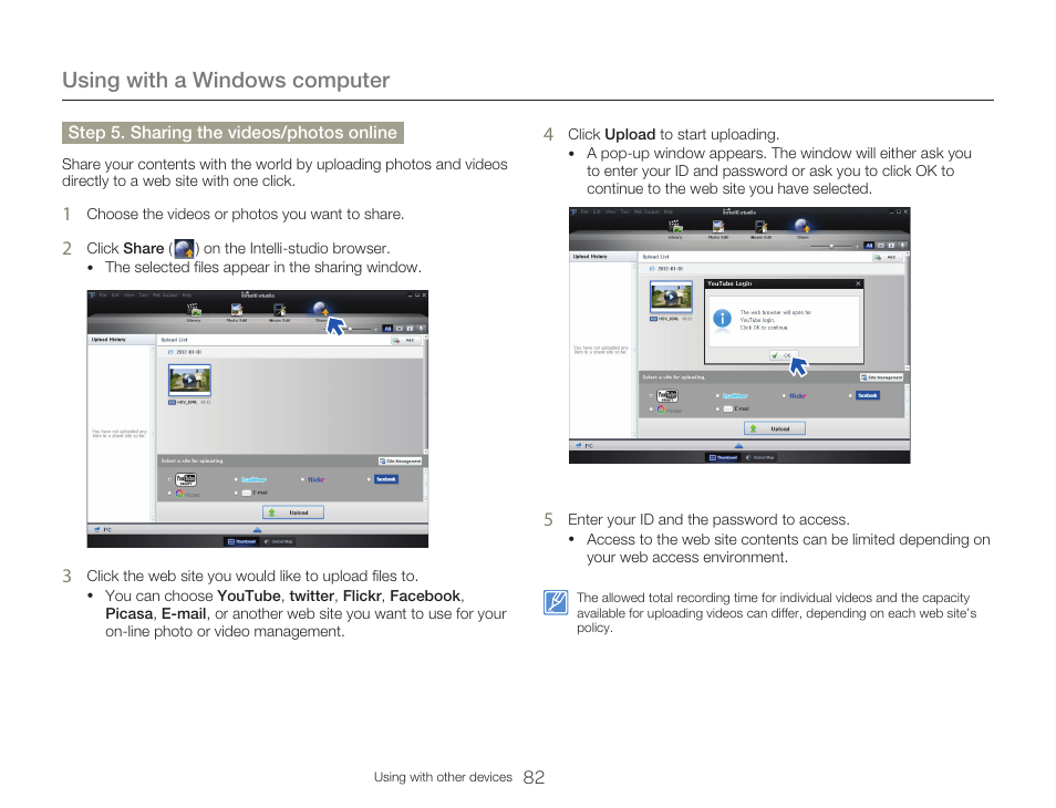 Using with a windows computer | Samsung HMX-W300RN-XAA User Manual | Page 90 / 112