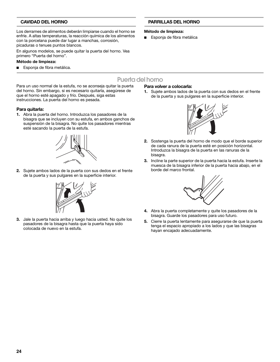 Puerta del horno | Amana W10320693A User Manual | Page 24 / 28