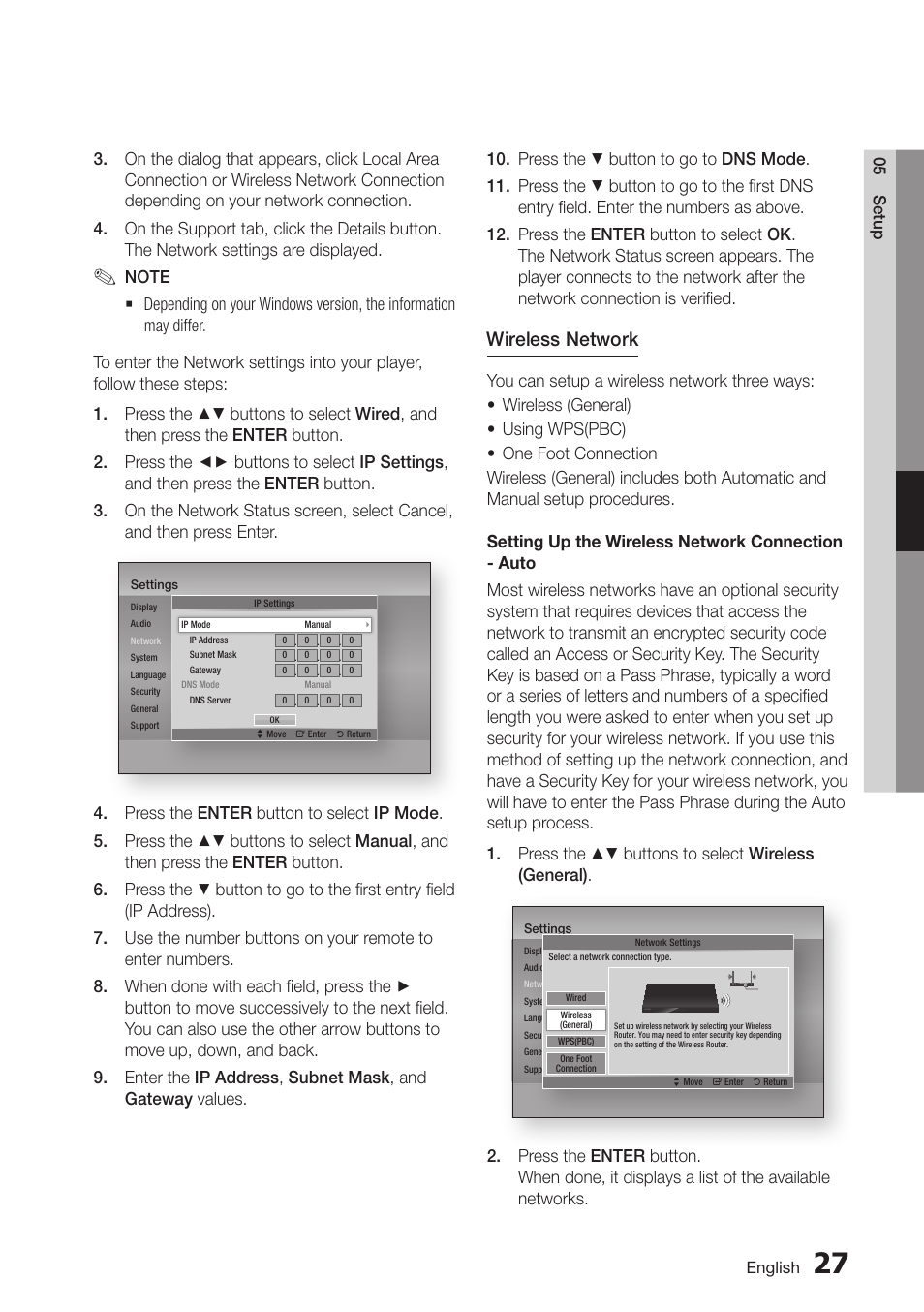 Wireless network | Samsung BD-D7000-ZA User Manual | Page 37 / 81