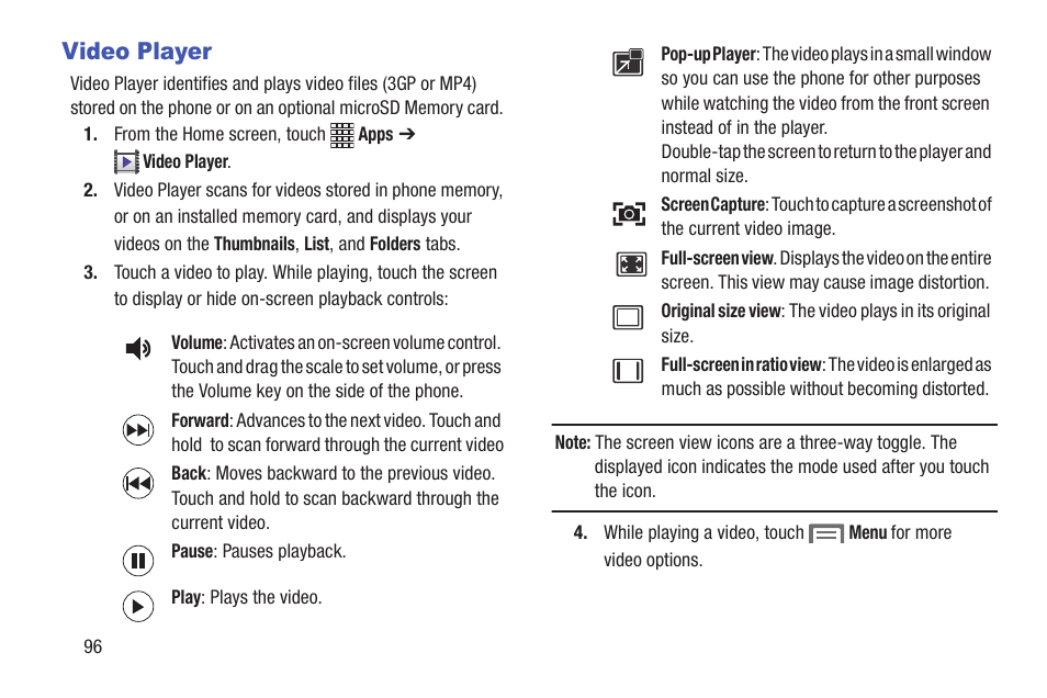 Video player | Samsung SCH-R530RWBMTR User Manual | Page 101 / 254