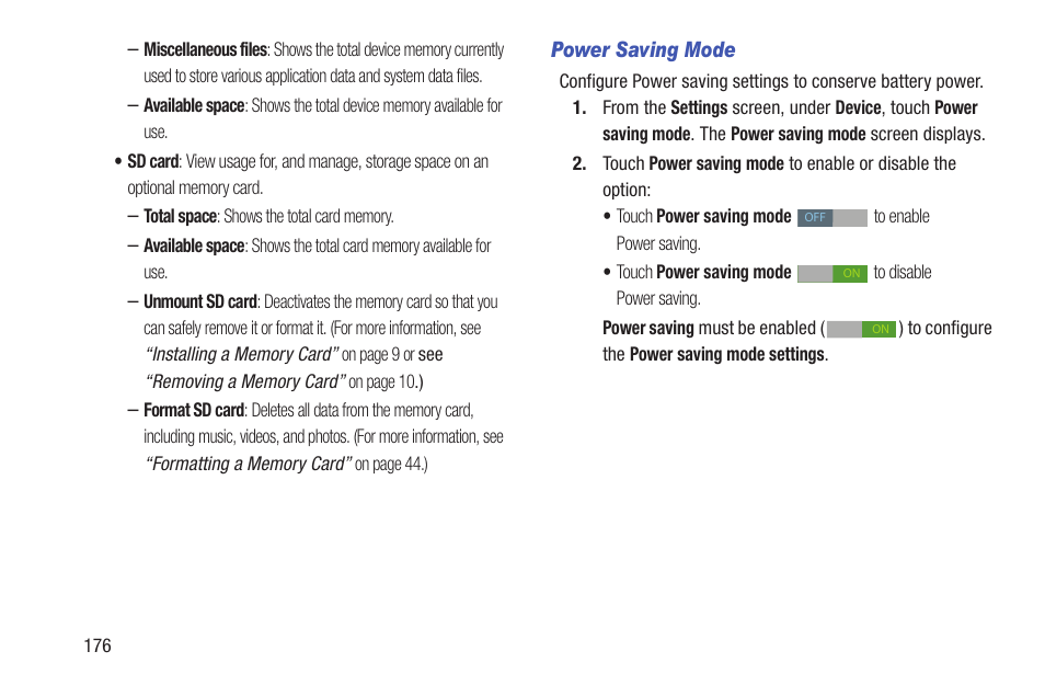 Power saving mode, For more | Samsung SCH-R530RWBMTR User Manual | Page 181 / 254