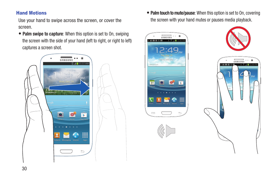 Hand motions | Samsung SCH-R530RWBMTR User Manual | Page 35 / 254