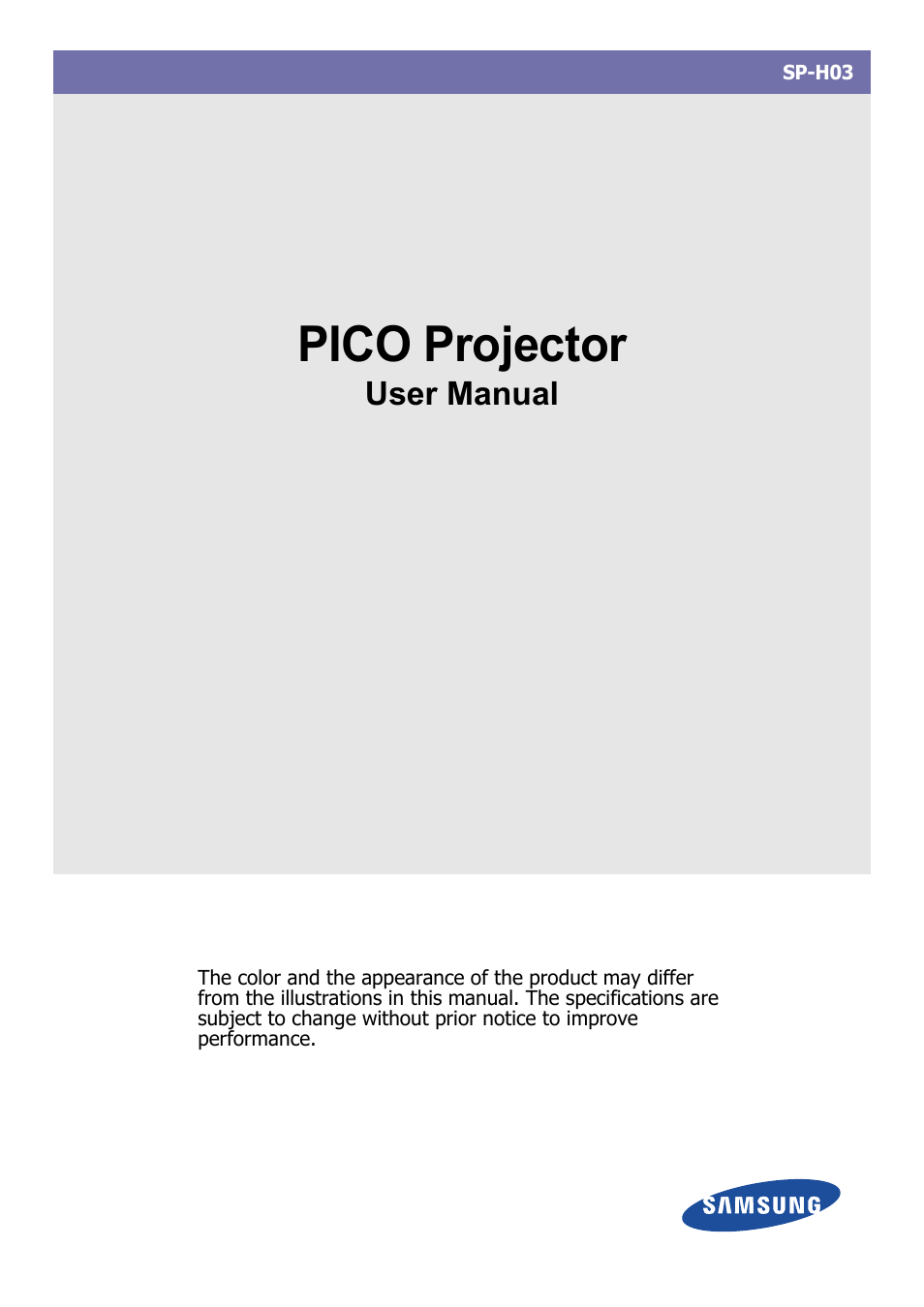 Samsung SP0351VBX-ZA User Manual | 56 pages