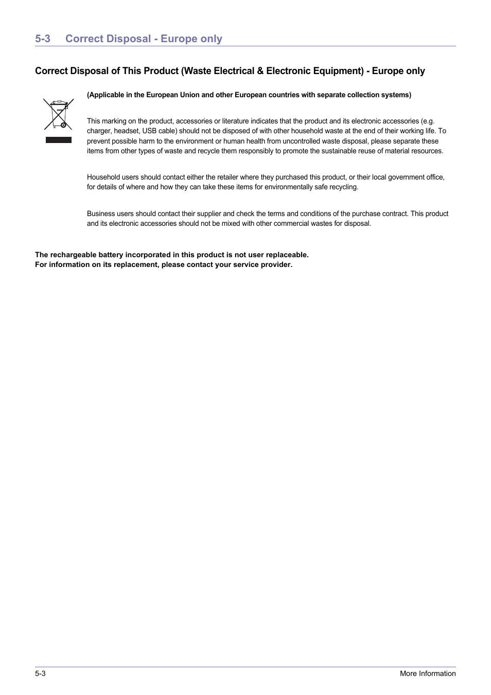 3 correct disposal - europe only, Correct disposal - europe only -3 | Samsung SP0351VBX-ZA User Manual | Page 56 / 56