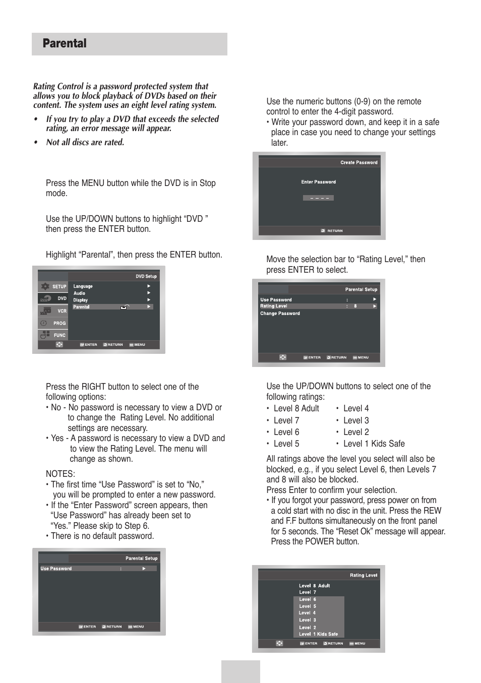 Parental | Samsung DVD-V4700-XAC User Manual | Page 22 / 37