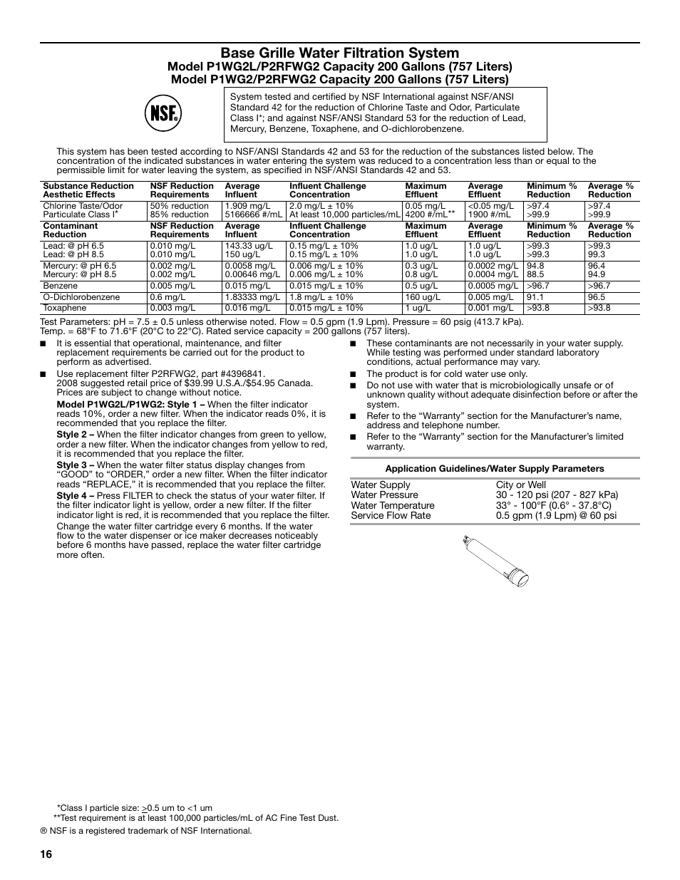 Base grille water filtration system | Amana W10237708A User Manual | Page 16 / 50