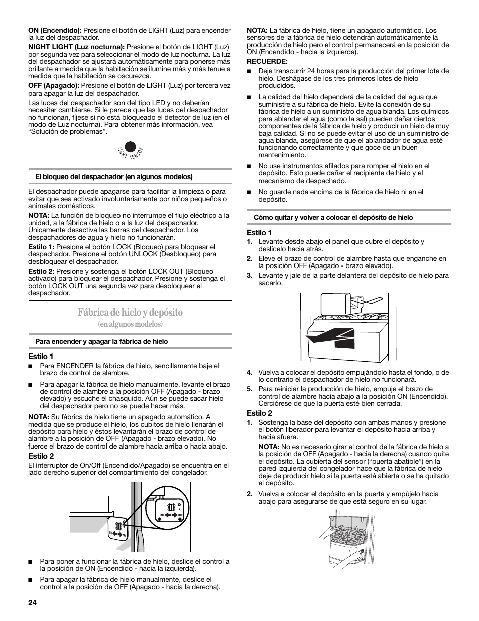 Fábrica de hielo y depósito | Amana W10237708A User Manual | Page 24 / 50