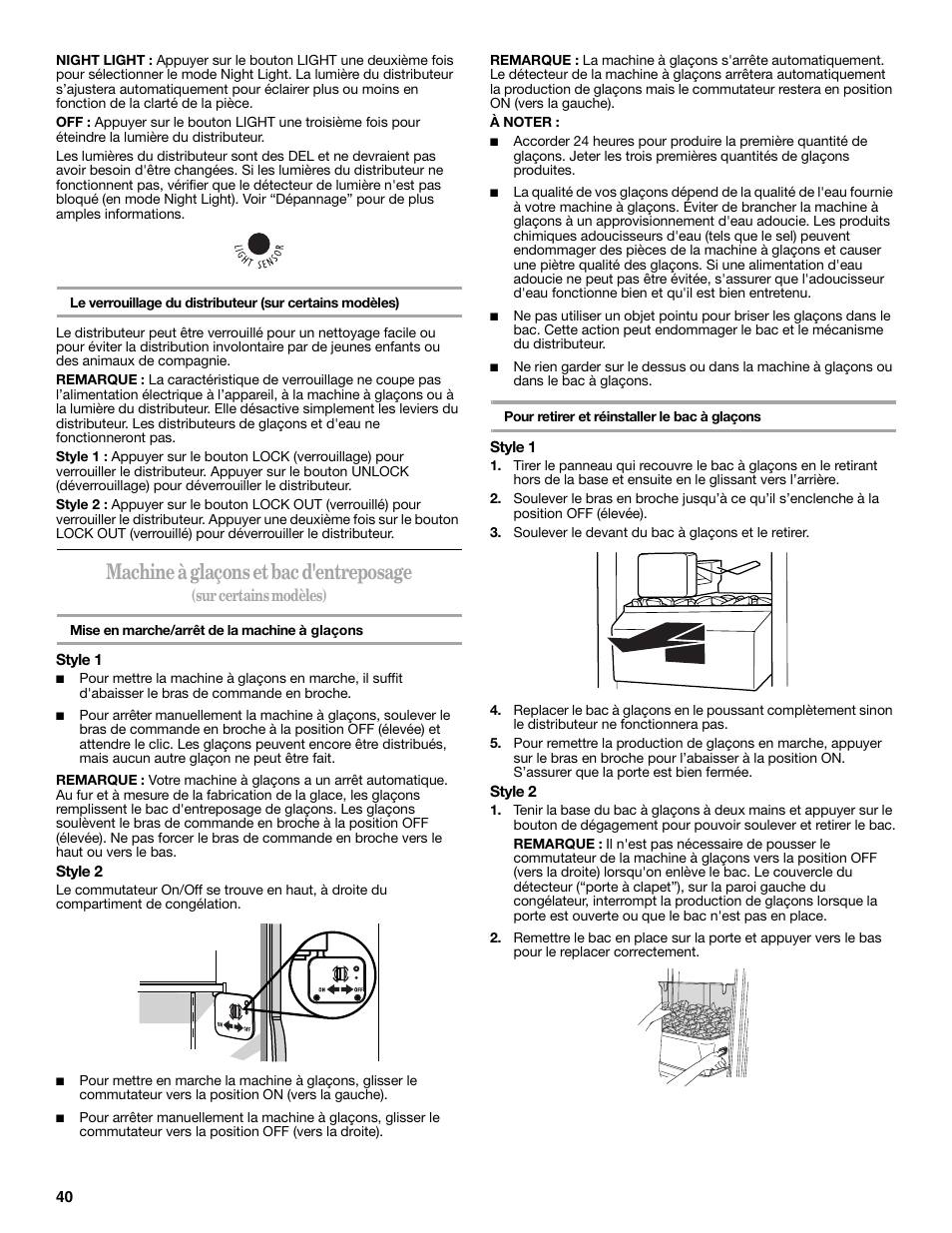 Machine à glaçons et bac d'entreposage | Amana W10237708A User Manual | Page 40 / 50