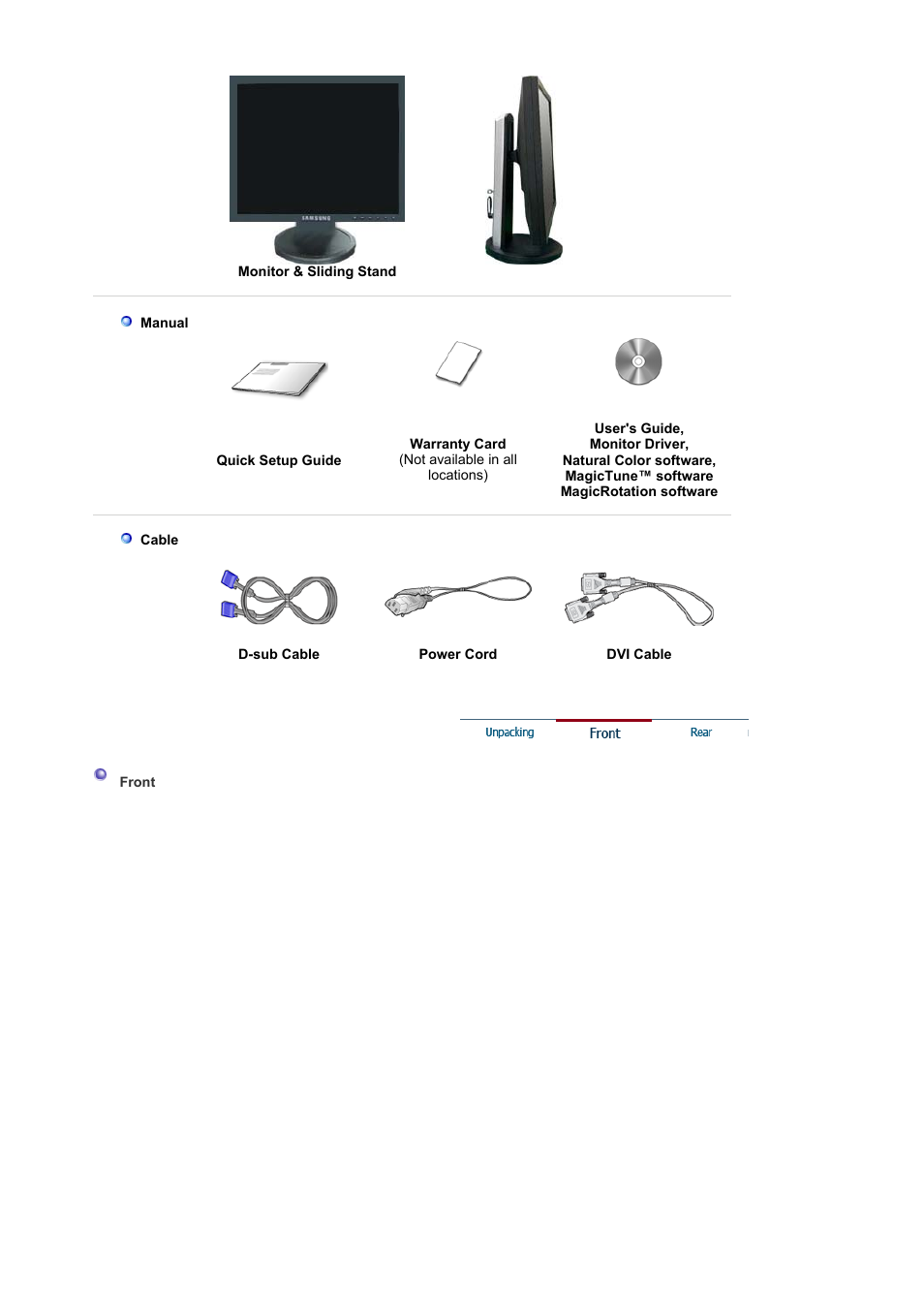 Front | Samsung LS19HABBBY-XAA User Manual | Page 10 / 160
