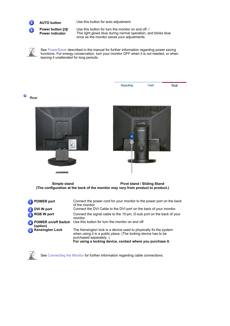 Rear | Samsung LS19HABBBY-XAA User Manual | Page 12 / 160