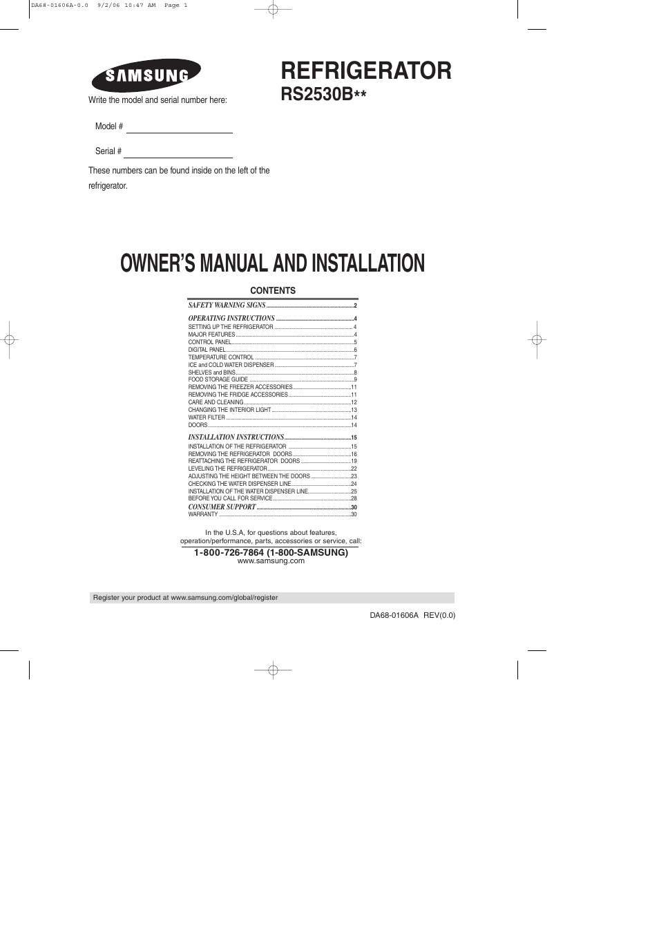 Samsung RS2530BWP-XAA User Manual | 32 pages