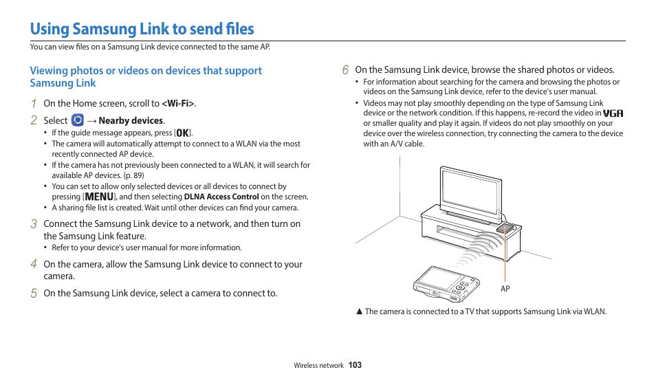 Using samsung link to send files | Samsung EC-WB35FZBPBUS User Manual | Page 104 / 140