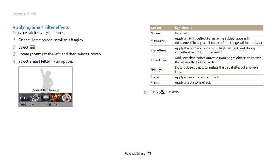 Applying smart filter effects | Samsung EC-WB35FZBPBUS User Manual | Page 80 / 140