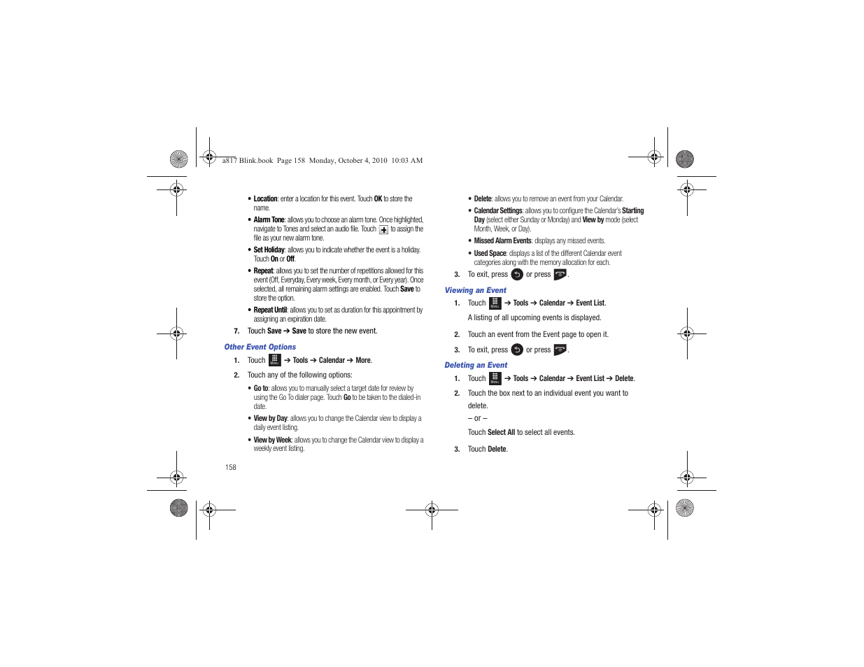 Samsung SGH-A817ZKAATT User Manual | Page 162 / 199