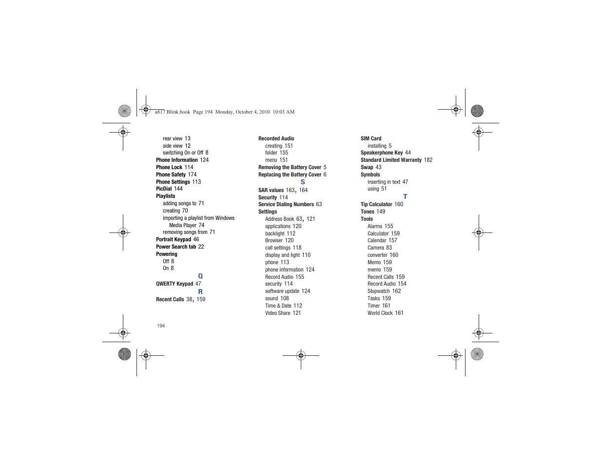 Samsung SGH-A817ZKAATT User Manual | Page 198 / 199