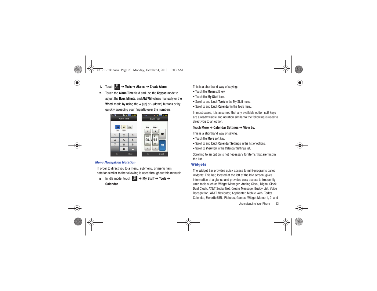 Widgets | Samsung SGH-A817ZKAATT User Manual | Page 27 / 199