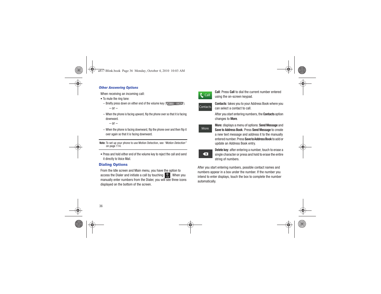 Dialing options | Samsung SGH-A817ZKAATT User Manual | Page 40 / 199