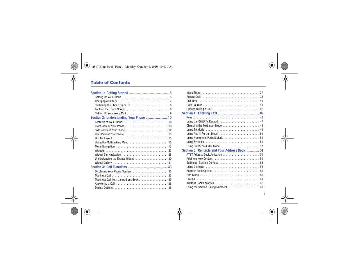 Samsung SGH-A817ZKAATT User Manual | Page 5 / 199