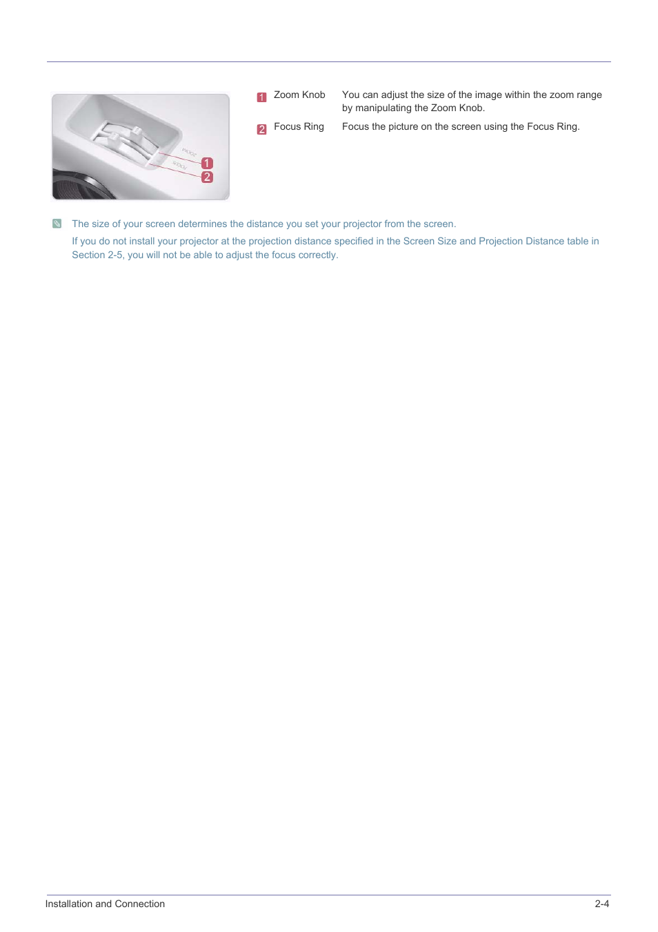 4 zoom and focus adjustment, Zoom and focus adjustment -4 | Samsung SP2203XWCX-ZA User Manual | Page 13 / 65