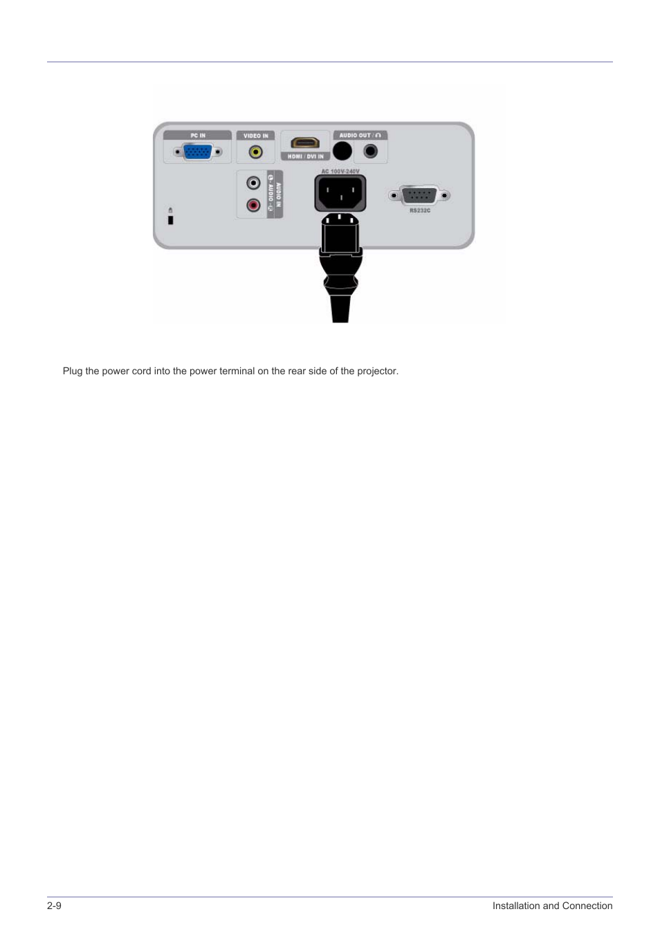 9 connecting the power, Connecting the power -9 | Samsung SP2203XWCX-ZA User Manual | Page 24 / 65