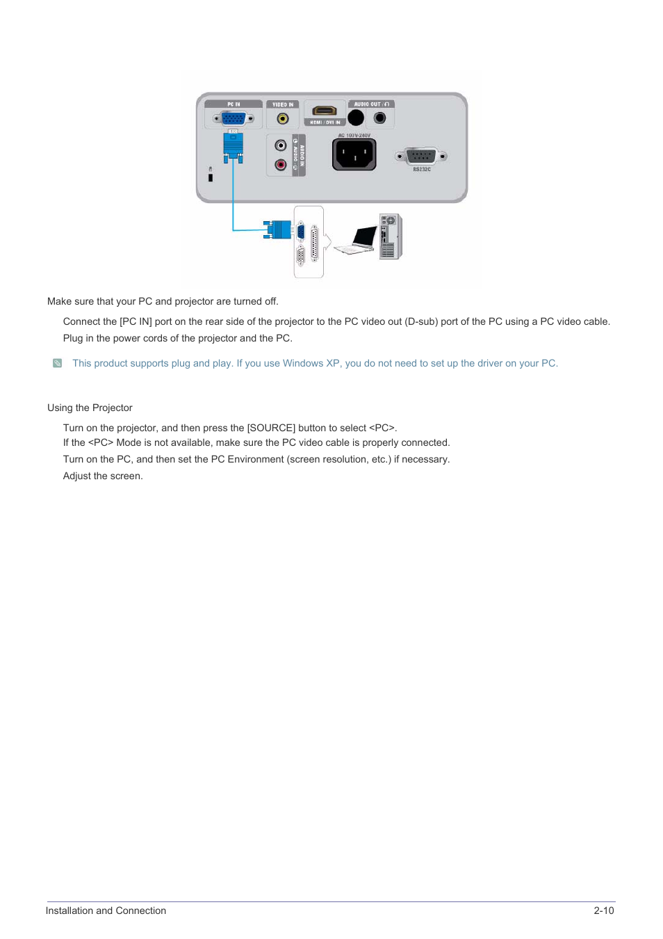 10-2. connecting with a pc | Samsung SP2203XWCX-ZA User Manual | Page 27 / 65