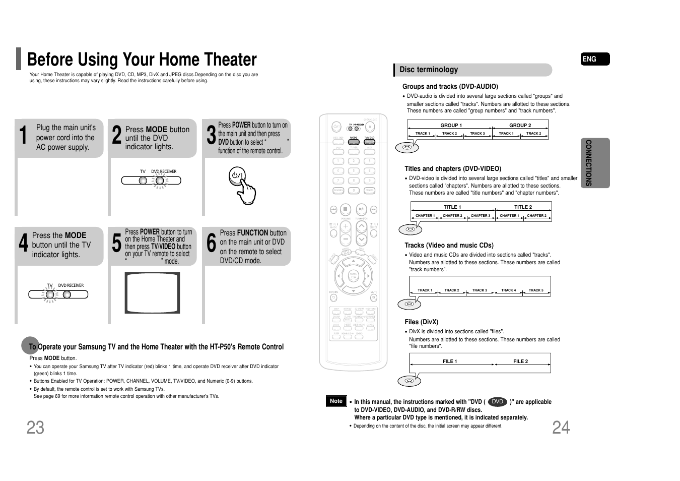 Before using your home theater | Samsung HT-P50T-XAC User Manual | Page 13 / 39