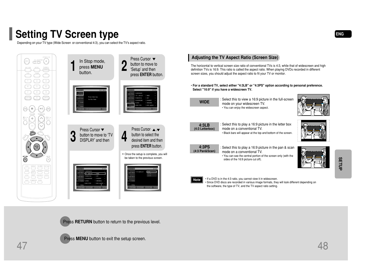 Setting tv screen type | Samsung HT-P50T-XAC User Manual | Page 25 / 39