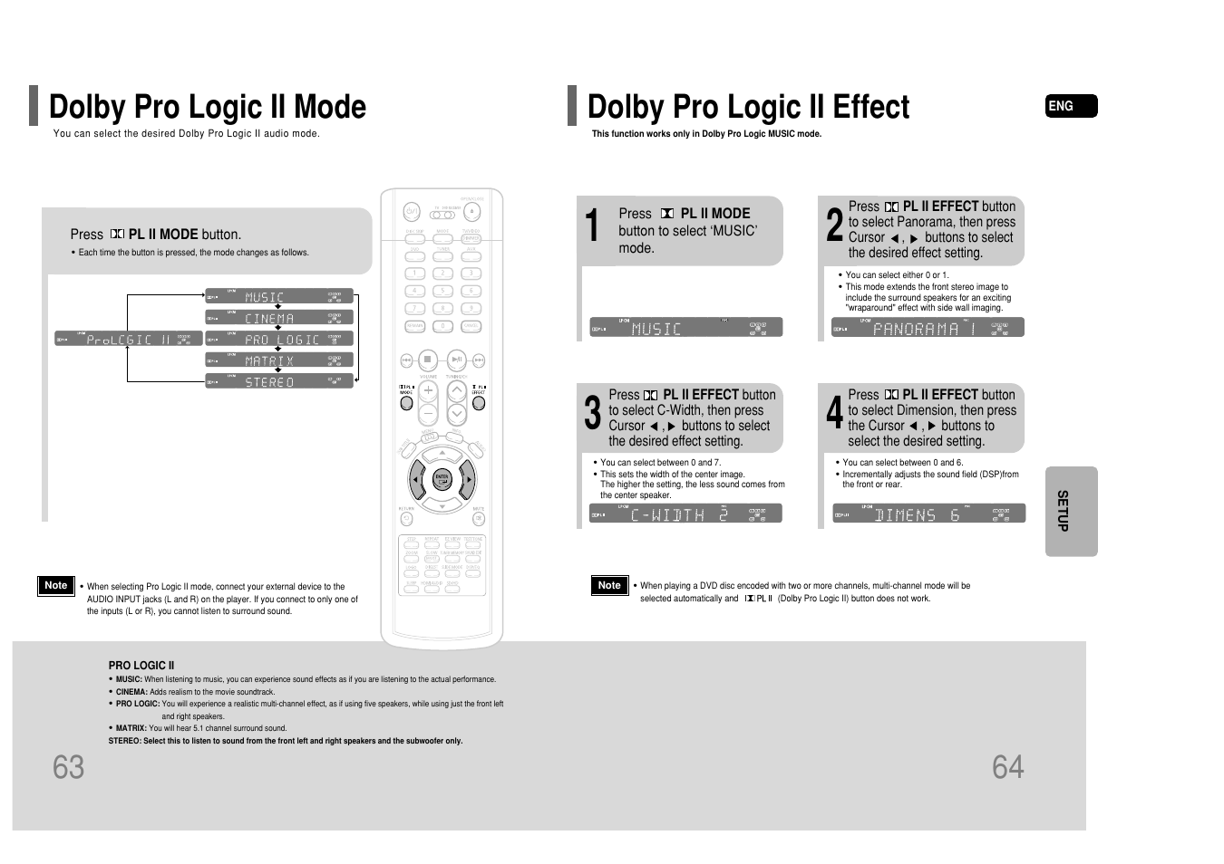 Dolby pro logic ii mode, Dolby pro logic ii effect, Dolby pro logic ii effect 63 | Samsung HT-P50T-XAC User Manual | Page 33 / 39