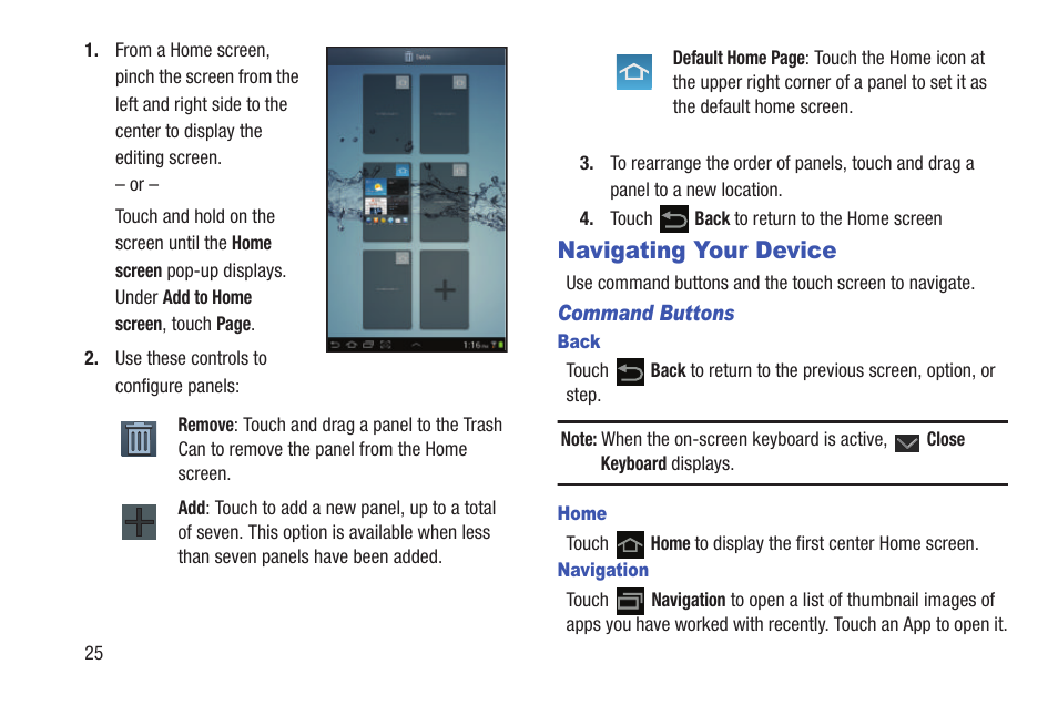 Navigating your device | Samsung GT-P6210MAEXAR User Manual | Page 30 / 262