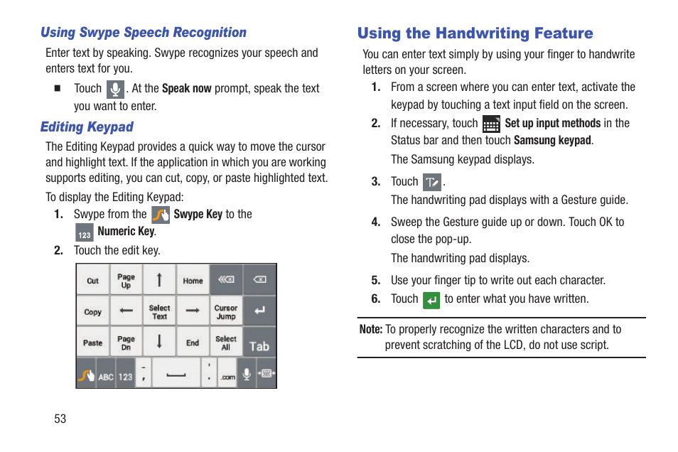 Using the handwriting feature | Samsung GT-P6210MAEXAR User Manual | Page 58 / 262