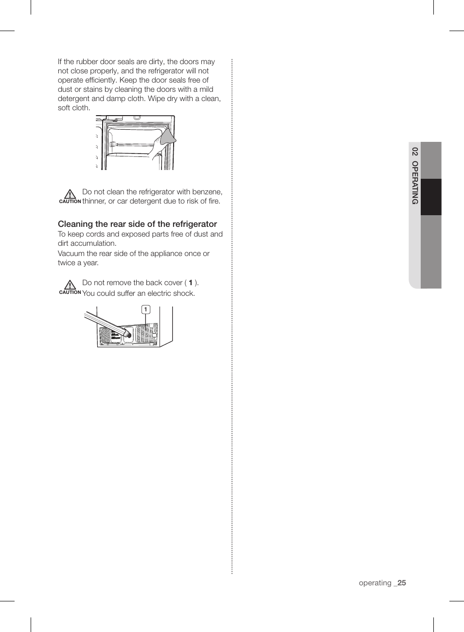 Cleaning the rear side of the refrigerator | Samsung RL220NCTASR-AA User Manual | Page 25 / 96