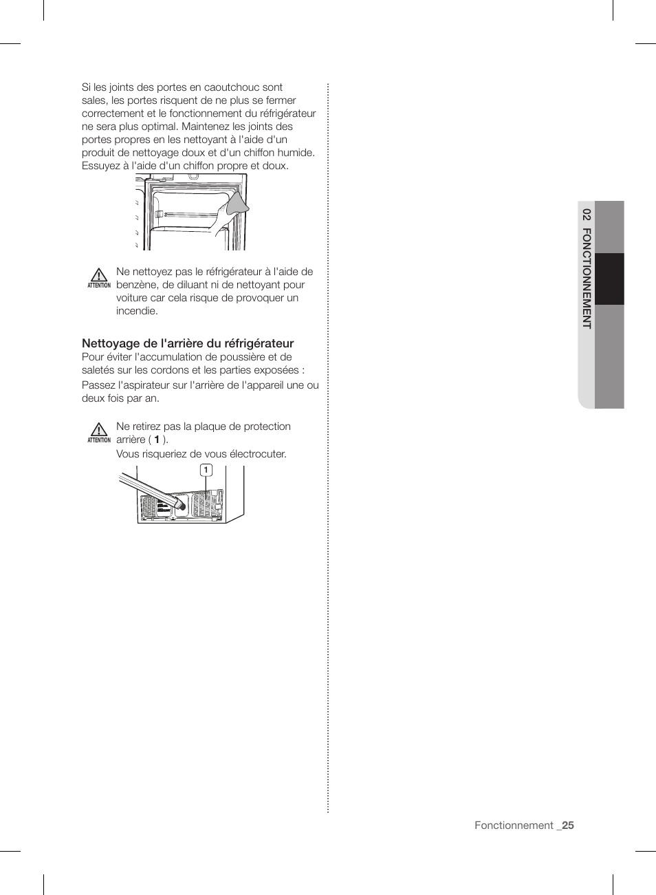 Nettoyage de l'arrière du réfrigérateur | Samsung RL220NCTASR-AA User Manual | Page 89 / 96