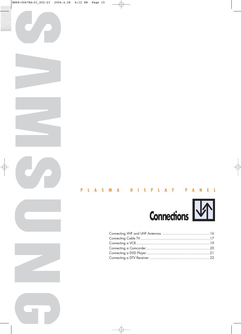 Connections | Samsung HPP4261X-XAP User Manual | Page 15 / 112