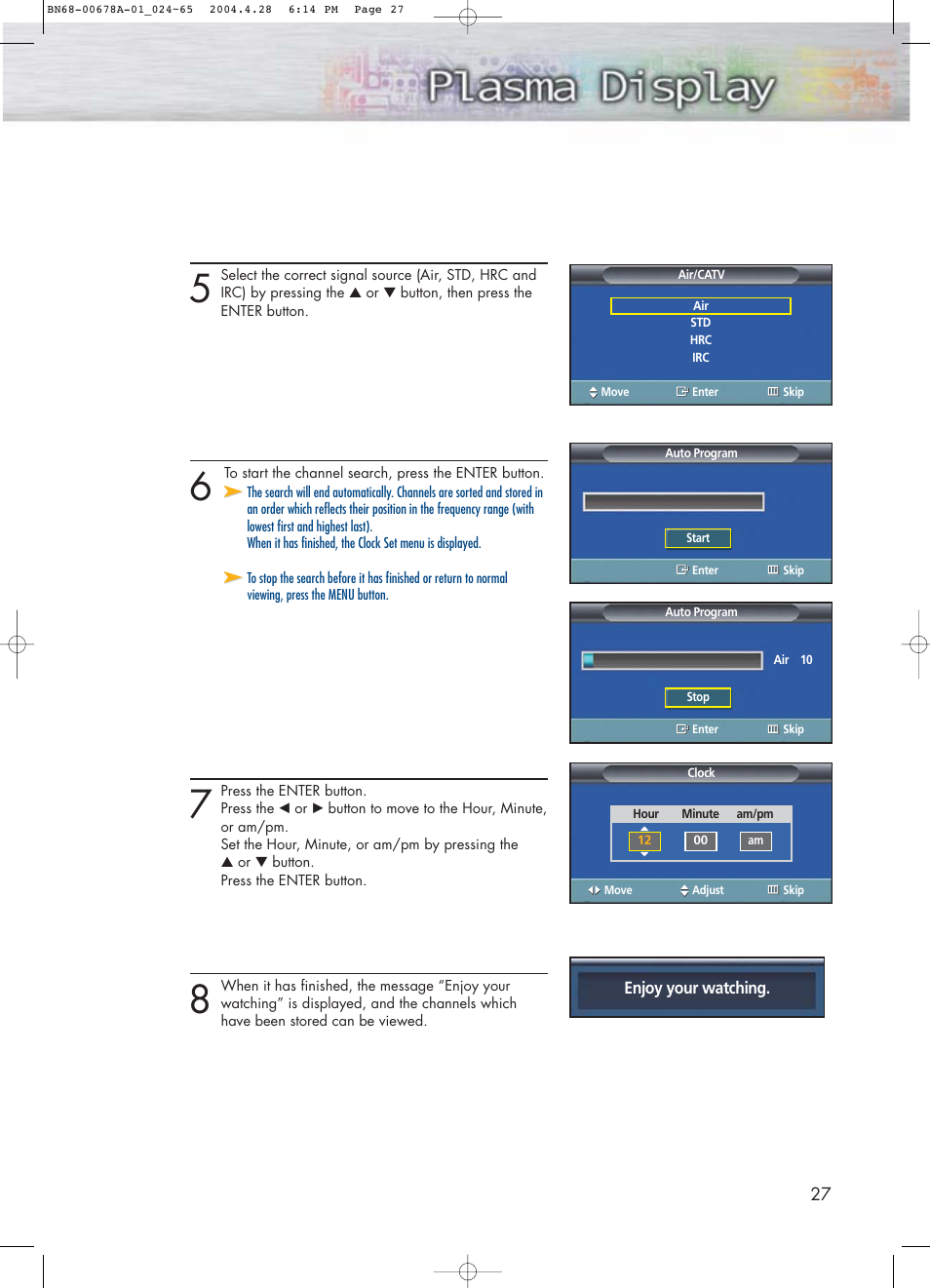 Samsung HPP4261X-XAP User Manual | Page 27 / 112